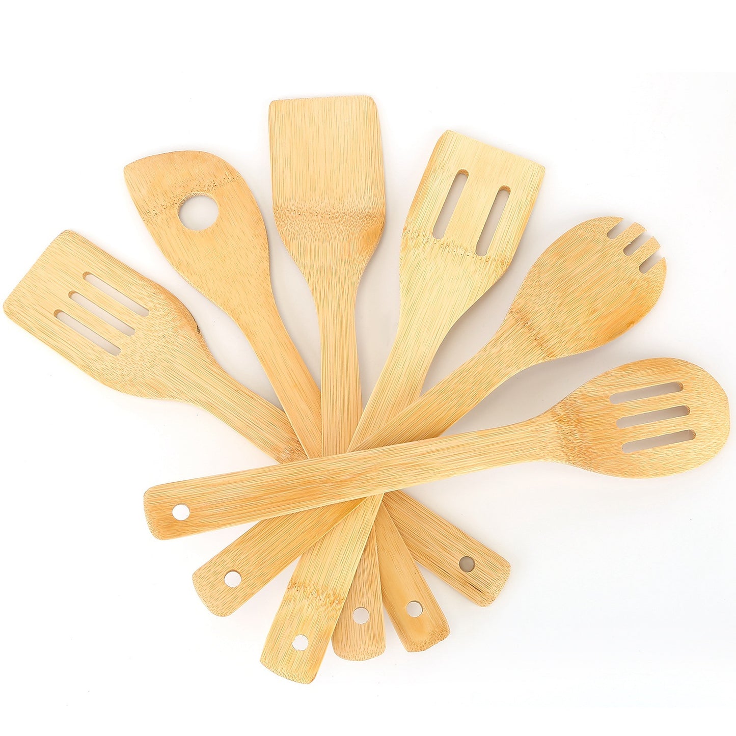 Set Of 6Pcs Cooking Utensil Bamboo Wooden Spoons Spatula Kitchen Cooking Tools