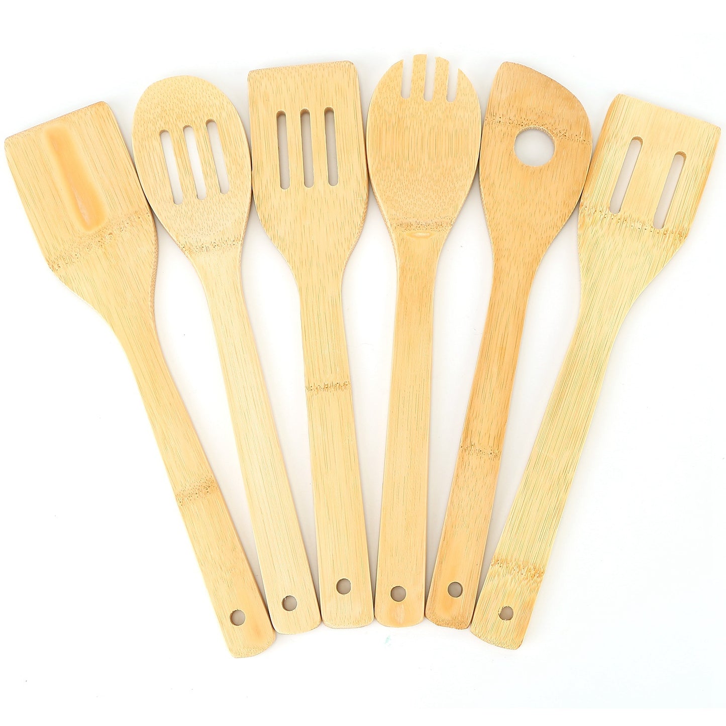 Set Of 6Pcs Cooking Utensil Bamboo Wooden Spoons Spatula Kitchen Cooking Tools