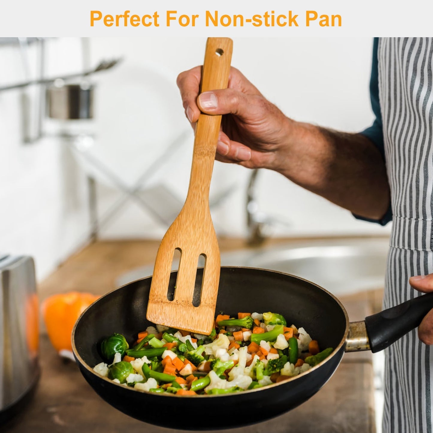 Set Of 6Pcs Cooking Utensil Bamboo Wooden Spoons Spatula Kitchen Cooking Tools
